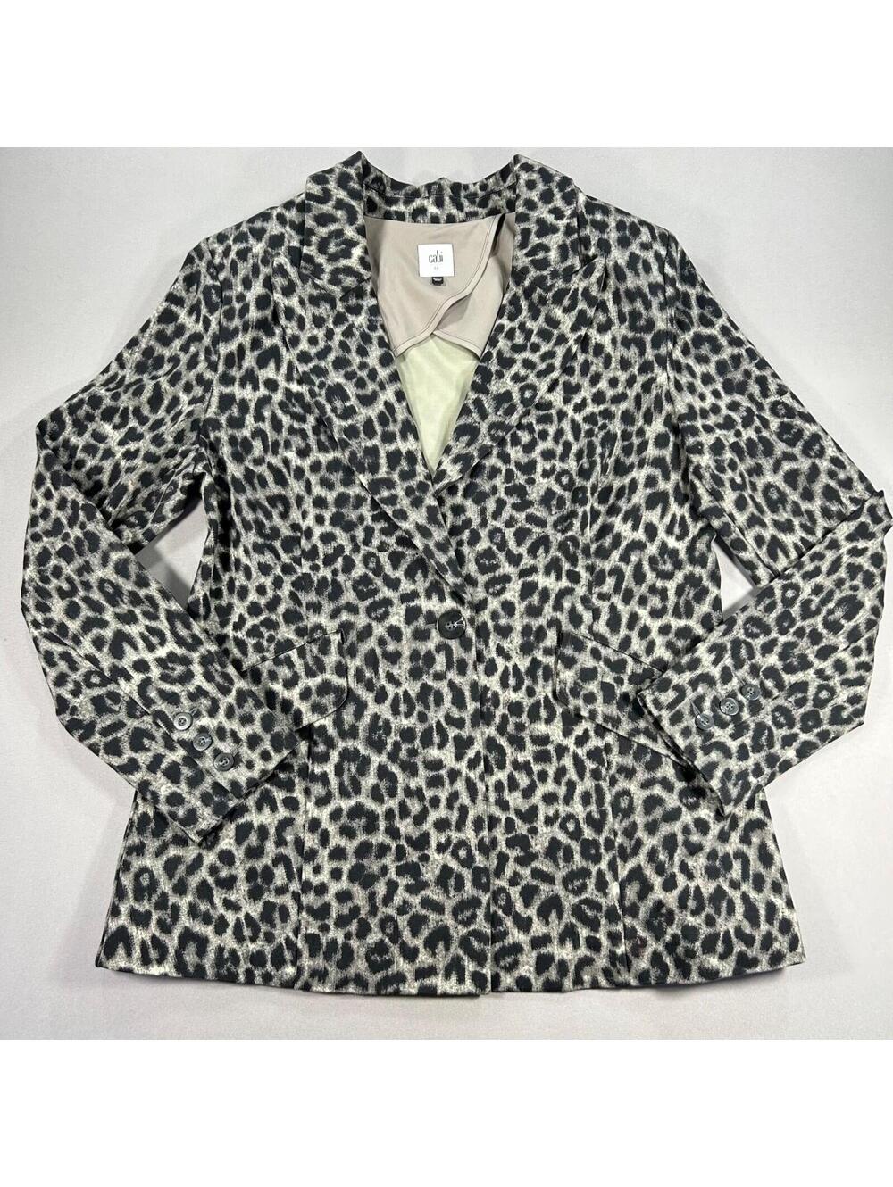 Cabi Jungle Jacket Leopard Print Stretch Blazer - 12